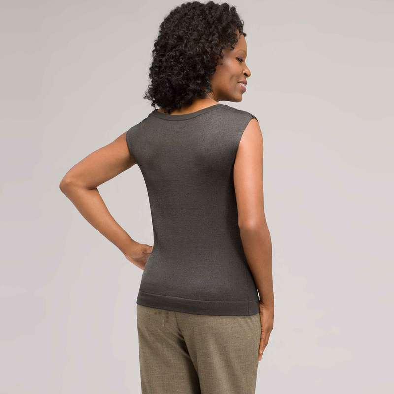 Sleeveless Scoop Neck Shell, Laurel, large image number 1